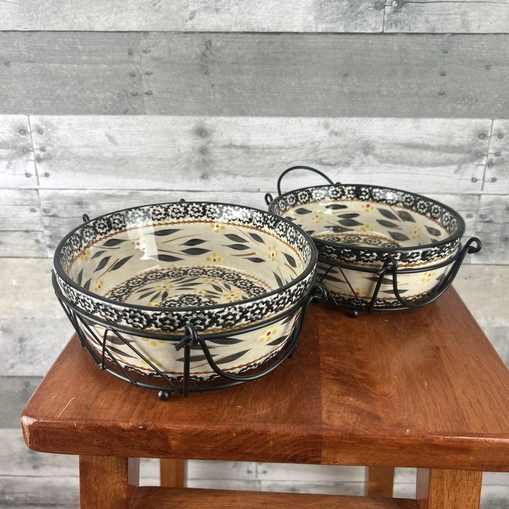 2 Temp-tations By Tara 1.5QT & 1QT Baking Dish & Wire Racks Old World Black